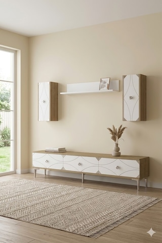 Tvr1897dbs Alfa Tv Ünitesi Takımı Safirmeşe-beyaz-silver 180cm