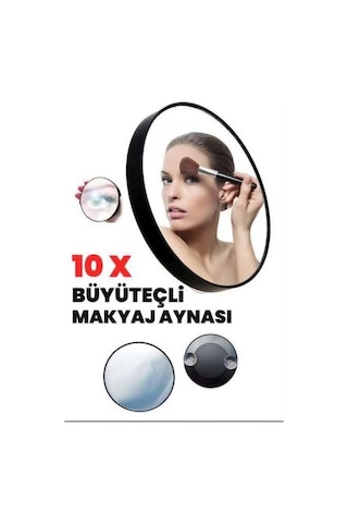 3b Trend 10 Kat Büyüten Vantuzlu Makyaj Aynası - Kaş Alım Ve Noktasal Bakım İçin Portatif Ayna Siyah
