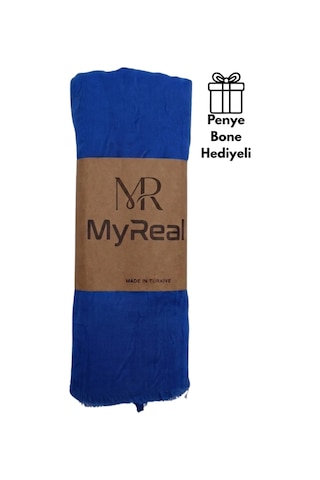Myreal Bambu Kraş Şal Saks Mavisi - Ütü Gerektirmeyen Doğal Doku 90x200 Cm