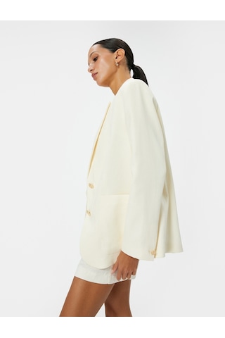 Koton Keten Karışımlı Blazer Ceket Cep Detaylı Kırık Beyaz 4sak50137uw Ekru