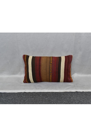 Zehra Abla Halı Yeni El Dokuma Dekoratif Lumbar Kilim Kırlent Yastık Kılıfı 6843 Çok Renkli
