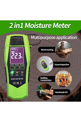 Topshop1 Yeşil Yeni 2si 1 Arada Pinli Ve Pinsiz Nem Ölçer Su Kaçağı Dedektörü Kütük Alçıpan Küf Tespit Cihazı