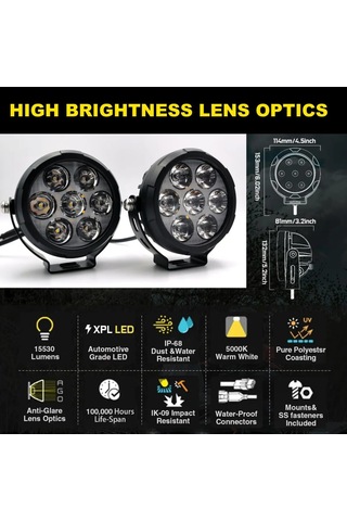 7 Led Li Yüksek Performanslı Off-road Far Seti