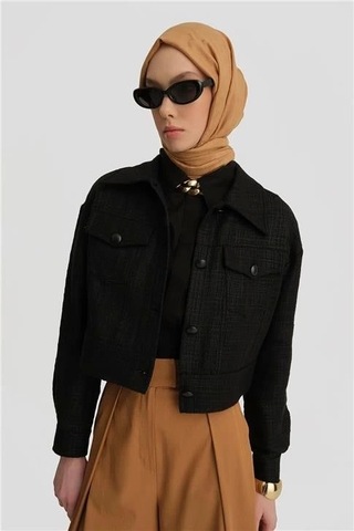 Armine Parlak Baskılı Tüvit Ceket 25y5900 Siyah Siyah