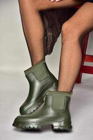 Fox Shoes T858685409 Haki Kalın Tabanlı Yağmur Botu Haki-suni Deri Haki