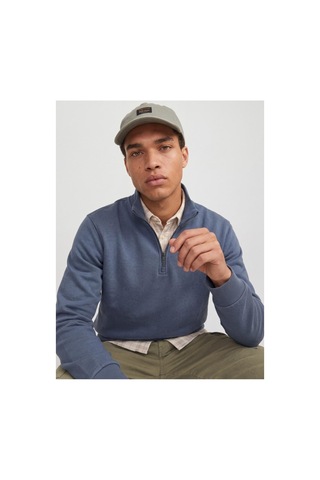 Jack & Jones Jjebradley Sweat Half Zıp Turbulence 12250747 Mavi