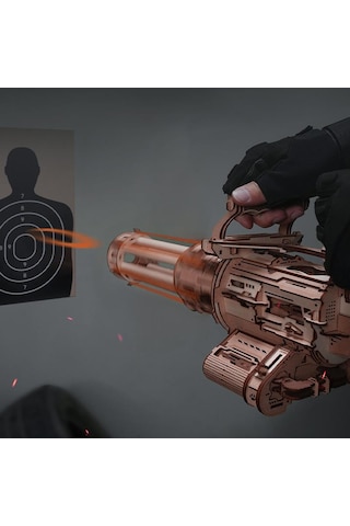 Rokr Lqa01 Ak-47 Rotating-barrel Machine Gun Dıy Minyatür Maket Model Seti Ahşap 3d Wooden Puzzle 3d Model Kit Detaylı Dekoratif Hobi Seti Ahşap Maket Hareketli Ve Sesli