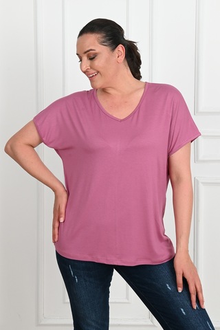 Kadın V Yaka Büyük Beden T-shirt 1486-23 001