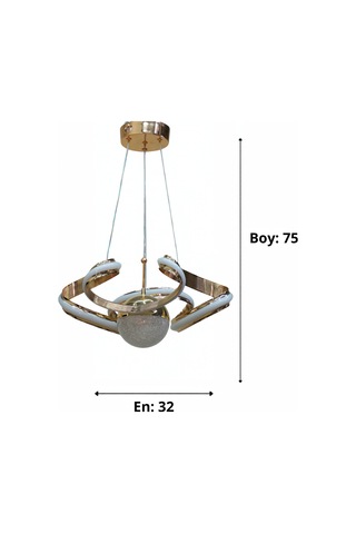 Dron 3 Lü Modern Ledli Avize Çizgili 3 Renk Power Ledli Gold Kaplama Kumandalı Çoçuk Odası Yatak Odası Mutfak