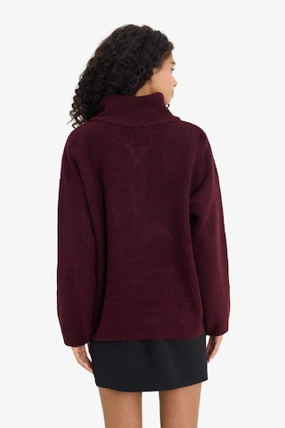 Defacto Relax Fit Yarım Fermuarlı Triko Kazak F3897ax25wnbr226 Bordo