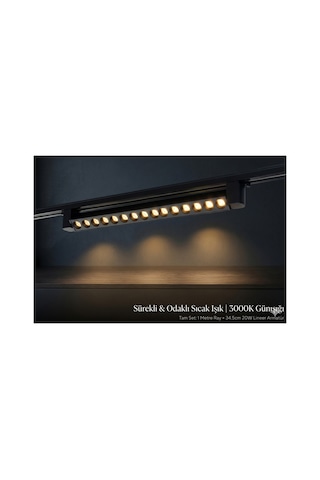 2'li Magnet Ray Spot Seti 20w - 1 Metre Siyah Ray - 3000k Gün Işığı,2x 20w Magnet Ray Spot & 1 Metre Siyah Ray Aydınlatma Seti Diğer
