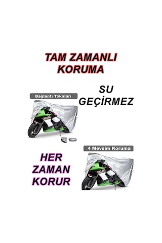 Bmw R 1200 Gs Hp2 Uyumlu Arka Çanta Miflonlu Premium 4 Mevsim Koruyan Motosiklet Brandası Gri