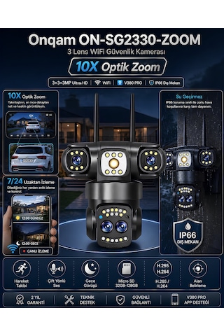 Onqam On-sg2330-zoom 3 Lens 10x Zoom Wifi Güvenlik Kamerası