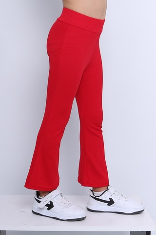 Kız Çocuk Tayt İspanyol Paça Düz Renk D17 Kırmızı