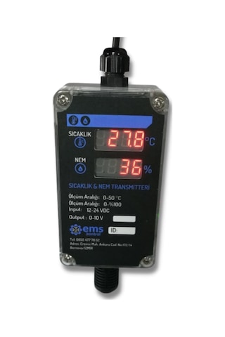 Ems St-401 ,24vdc 0..10v Ekranlı Isı-nem Sensör