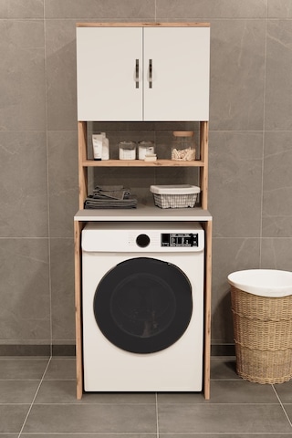 Çamaşır Makinesi Üstü Banyo Dolabı Rafı Atlantik Çam Çok Renkli