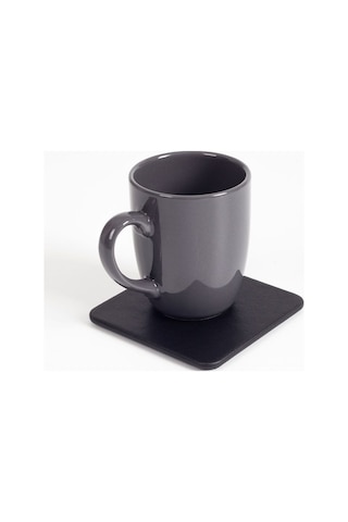 Turgut Office Deri Bardak Altlığı Düz Siyah 1 Adet Siyah