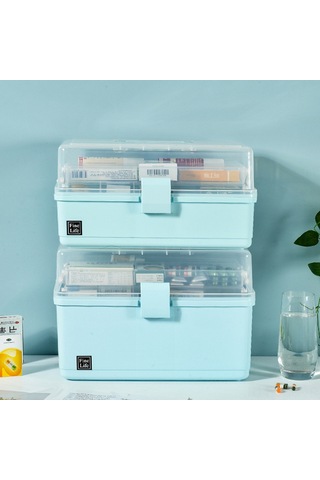 Springsun Pratik 3 Katmanlı Büyük Kapasiteli Taşınabilir İlaç Dolabı - Su Geçirmez Gri