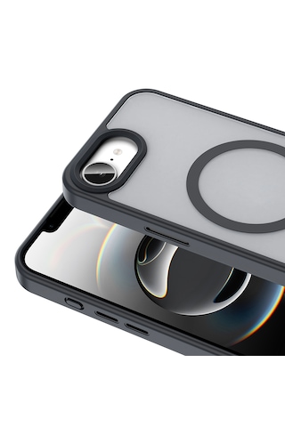 Apple Uyumlu iPhone 17e Kılıf Arkas Yüzey Mat Kamera Çıkıntılı M-safe Wireless Şarj Özellikli Tpu Silikon Sio Kapak Siyah