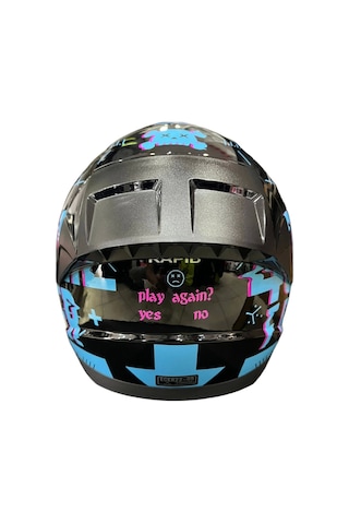 Ls2 Rapid Player Gökkuşağı Cam Kask Mavi - Siyah