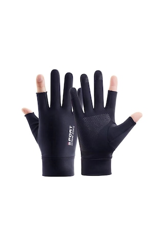 Güneş Koruyucu Eldiven Balıkçılık Kaymaz 2 Yarım Parmak Eldiven 001