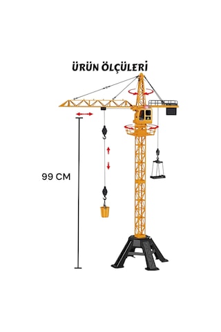 Kumandalı Usb Şarjlı 4 Kanal Kızılötesi Sarılır Makara Fonk İnşaat Çocuk Mühendisliği Kule Vinç Karışık