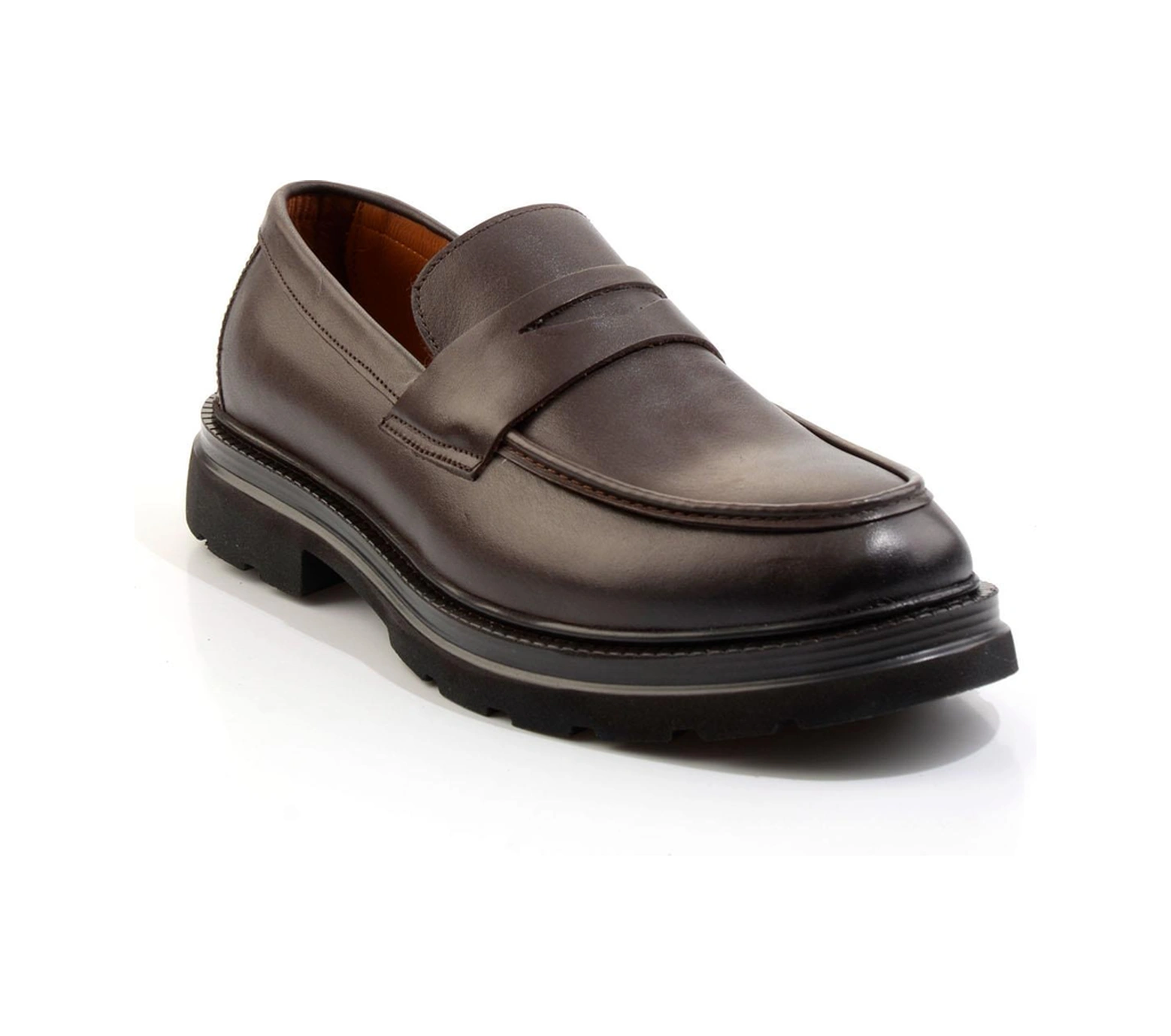 Bambi Kahve Hakiki Deri Erkek Loafer Ayakkabı E01547051041 Kahve