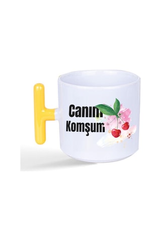Canım Komşum Baskılı Sarı Kulplu T Kupa