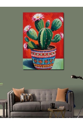 Kanvas Tablo Kaktüs Saksısı 100cmx140cm