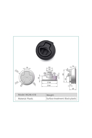 Plastik Siyah Yuvarlak Yuvarlak Yuvarlak Çekme Halka Kam Kilidi Bağlantıları Dökme Teknesi Deniz Donanım Aksesuarı 1 Pcs Kilitleri Xk246-61b Kırmızı - Sarı