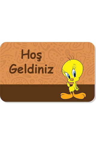 Bebek Uyuyor Yazılı Dekoratif Dış Kapı Önü Ve Iç Mekan Paspası Yıkanabilir Turuncu