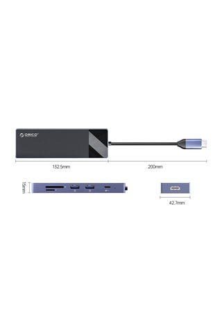 Orıco Type-c Pd100w 4k 30hz Hdmı Sd Tf 5gbps Type-c 4 Usb-a Portlu Hub Çoklayıcı