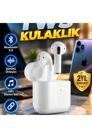 İphone 11 12 13 14 15 Uyumlu Tws Bluetooth 5.0 Kulaklık Gürültü Önleyici Hifi Stereo Ses 00