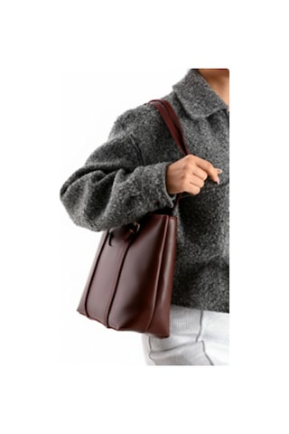 Markasız Ucuz Soylu Çanta Ayıcıklı Bordo Kadın Omuz Ve Kol Çantası 25x34 Cm Bordo