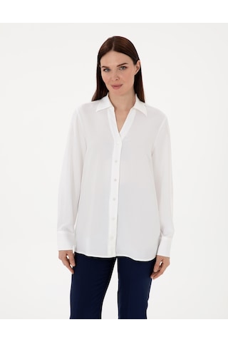 Pierre Cardin Kadın Beyaz Gömlek Desenli 50311566-vr013 Beyaz