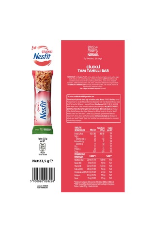 Nestlé Nesfit Çilekli Tam Tahıllı Bar 16 x 23.5 G