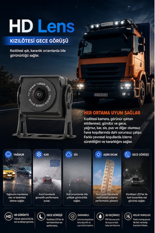 5 Kameralı 4k Dokunmatik Ekranlı Mp5 Kamyon Tır Otobüs İçin Uygun Araç Monitör Seti