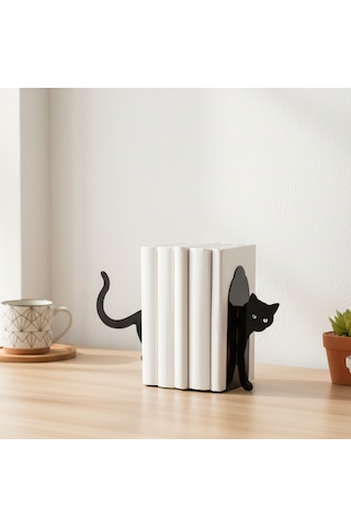 Kedi Temalı Kitap Tutucu Modern Dekor Ürünü