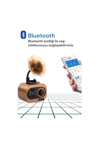 Nostaljik Mini Radyo Gramofon Bluetooth Hoparlör Fm Usb Sd Yüksek Ses Speaker B5 Classıc Retro Styl