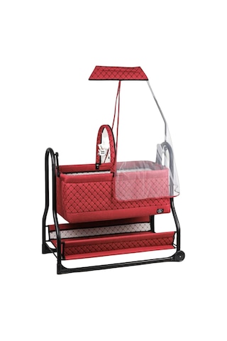 N'pratik Dönenceli Npratik Lüx Bebek Beşiği Nenni Silinebilir Portatif Sallanır Sepet Beşik Hamak Beşik Kırmızı Bordo