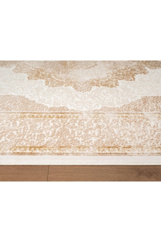 Look Classıc Lk005b Çerçeveli Krem Bej Klasik Desen Akrilik Dokuma Taban Tozuaz Oturma Odası Halısı-1033 Krem - Bej