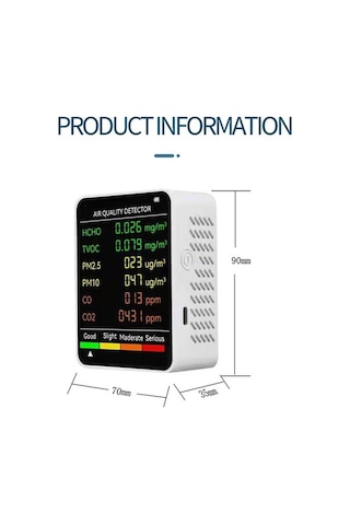 Weichuang01 Pm2.5/pm10 Hava Kalitesi Dedektörü İç Mekan Hava Kalitesi Monitörü Siyah