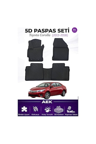 Toyota Corolla 2013-2018 Araca Özel Havuzlu "karbon" Paspas Takım