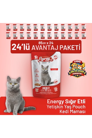 Sığır Etli Yetişkin Yaş Kedi Maması 85 G - 24 Adet