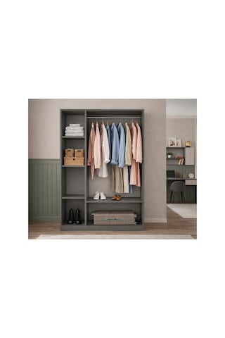 Rudu Milas 3 Kapaklı 120x45x190 Cm Giyisi, Eşya Dolap/gardırop Antrasit-dor Antrasit - Dor