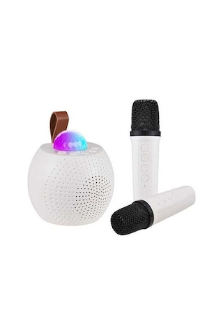 Besthome1 Beyaz Led Işıklı Bluetooth Hoparlör, Mikrofonlu Ktv Seti - Ev Ve Parti İçin Mükemmel