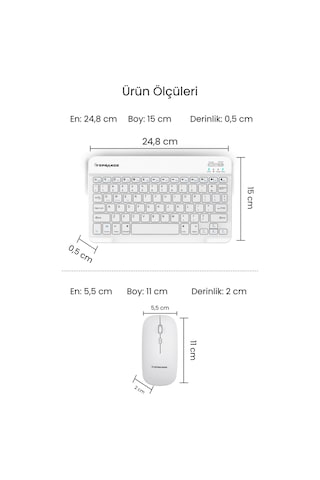 Tablet Ve Telefonlar İçin Bluetooth - Wireless Klavye Ve Mouse Set - Beyaz Diğer
