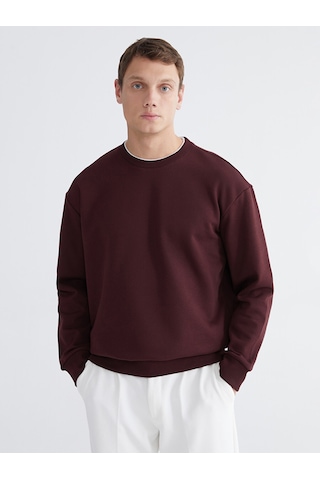 Lcw Vision Bordo Bisiklet Yaka Erkek Kalın Sweatshirt