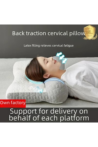 Springsun Ev Kullanıma Lateks Boyun Destek Yastığı - 40x70cm Orta Boy, Masaj Fonksiyonu, Tırmanma Engellediği, Yıkama Kolay, Tek Kişilik Uyku Yastığı