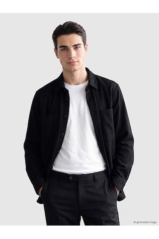 Lcw Eco Siyah Regular Fit Erkek Gömlek Ceket